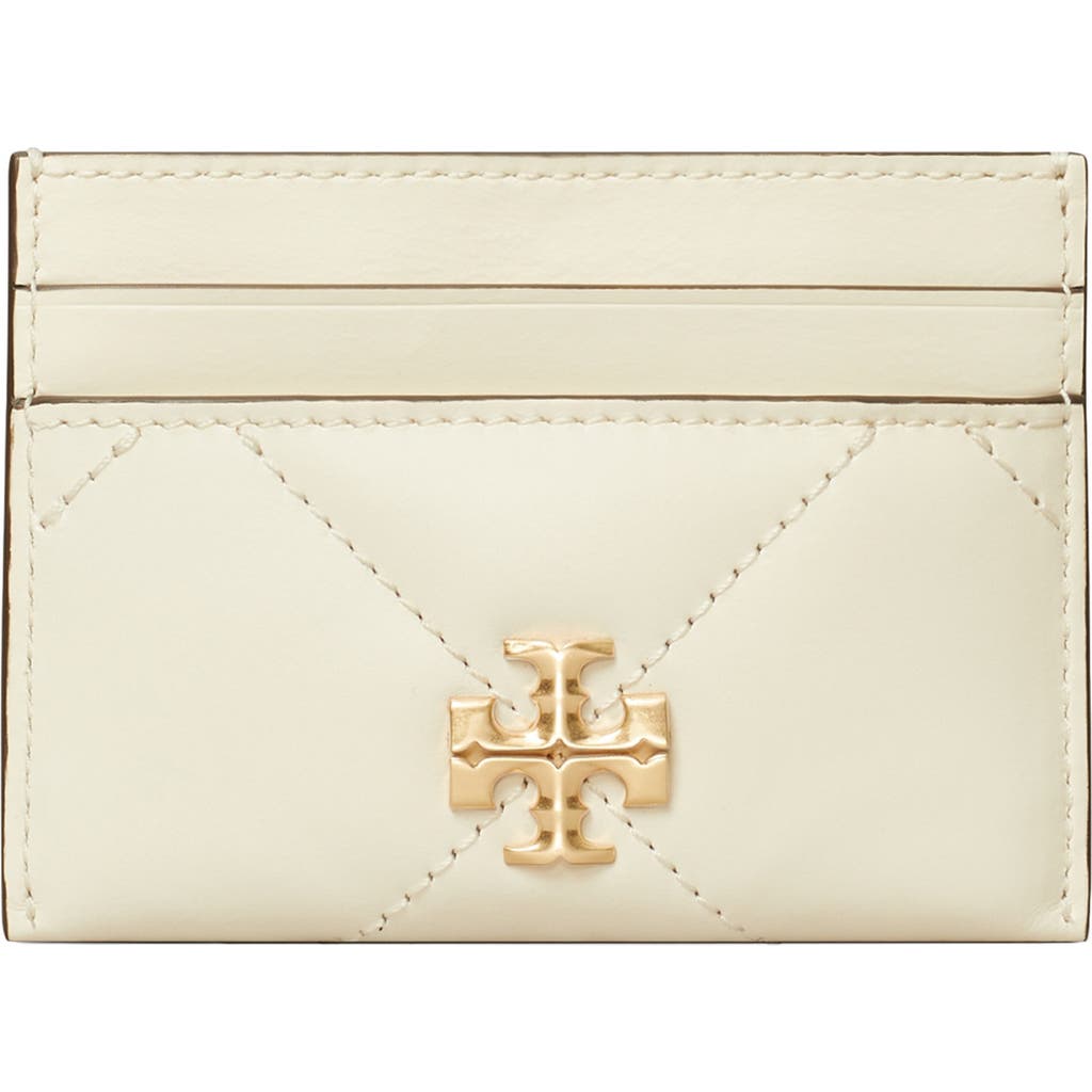 Tory Burch Kira Diamond Quilted Leather Card Case In Warm White