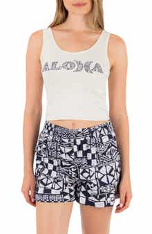 Graphic Scoop Neck Crop Tank