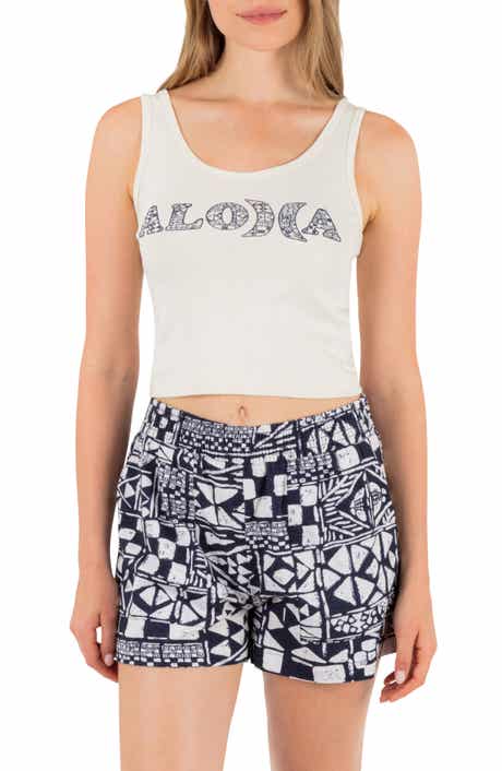Graphic Scoop Neck Crop Tank
