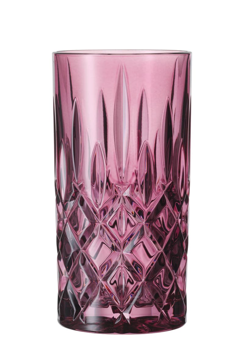 Noblesse Set of 2 Long Drink Highball Glasses, Main, color, Berry