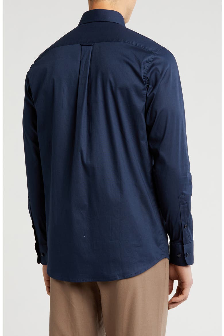 Modern Fit Stretch Cotton Dress Shirt, Alternate, color, NAVY