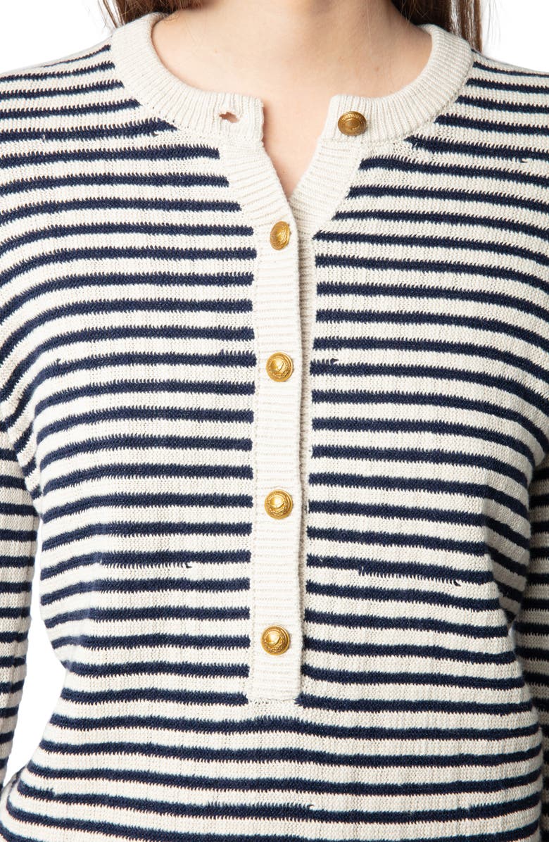 Zadig & Voltaire Mandala Stripe Henley Sweater, Alternate, color, 