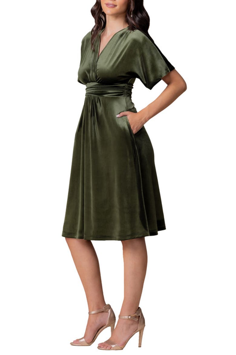 Angelic Velvet Cocktail Dress, Alternate, color, Olive