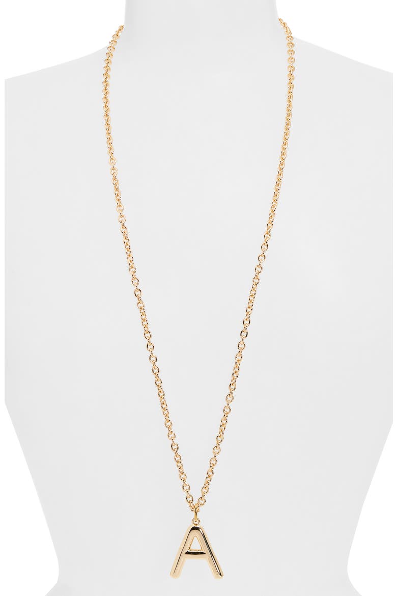 The Big Puffy Initial Pendant Necklace, Alternate, color, GOLD - A