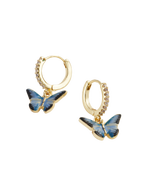 Fable England Enamel Blue Butterfly Huggie Earrings