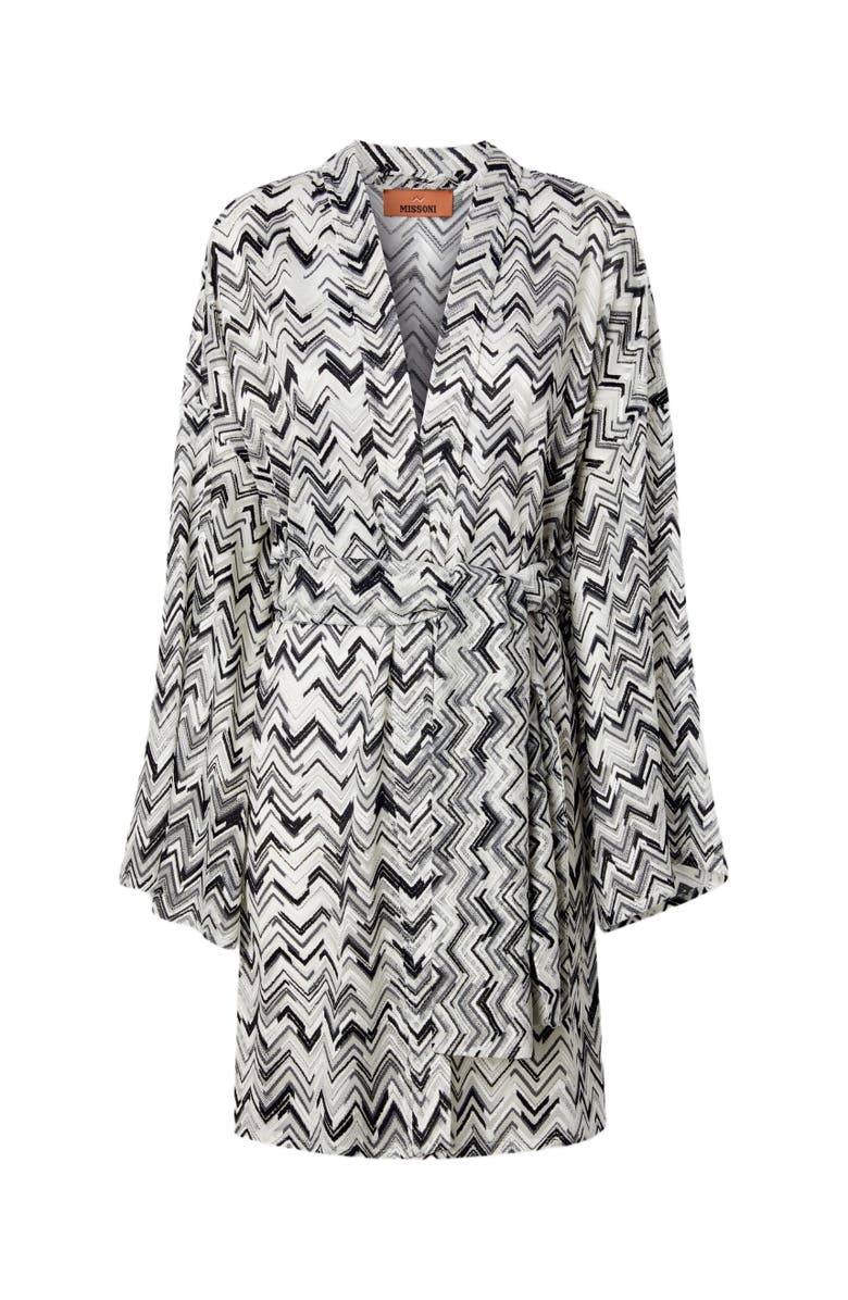 Missoni Slub Zigzag Viscose-blend Cover-up Kimono With Belt, Alternate, color, Black