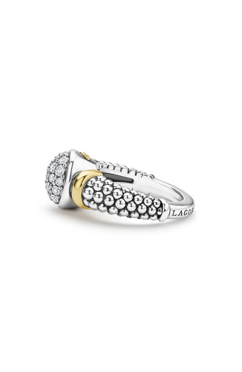 Lagos Signature Caviar Two-tone Oval Caviar Diamond Ring In Metallic