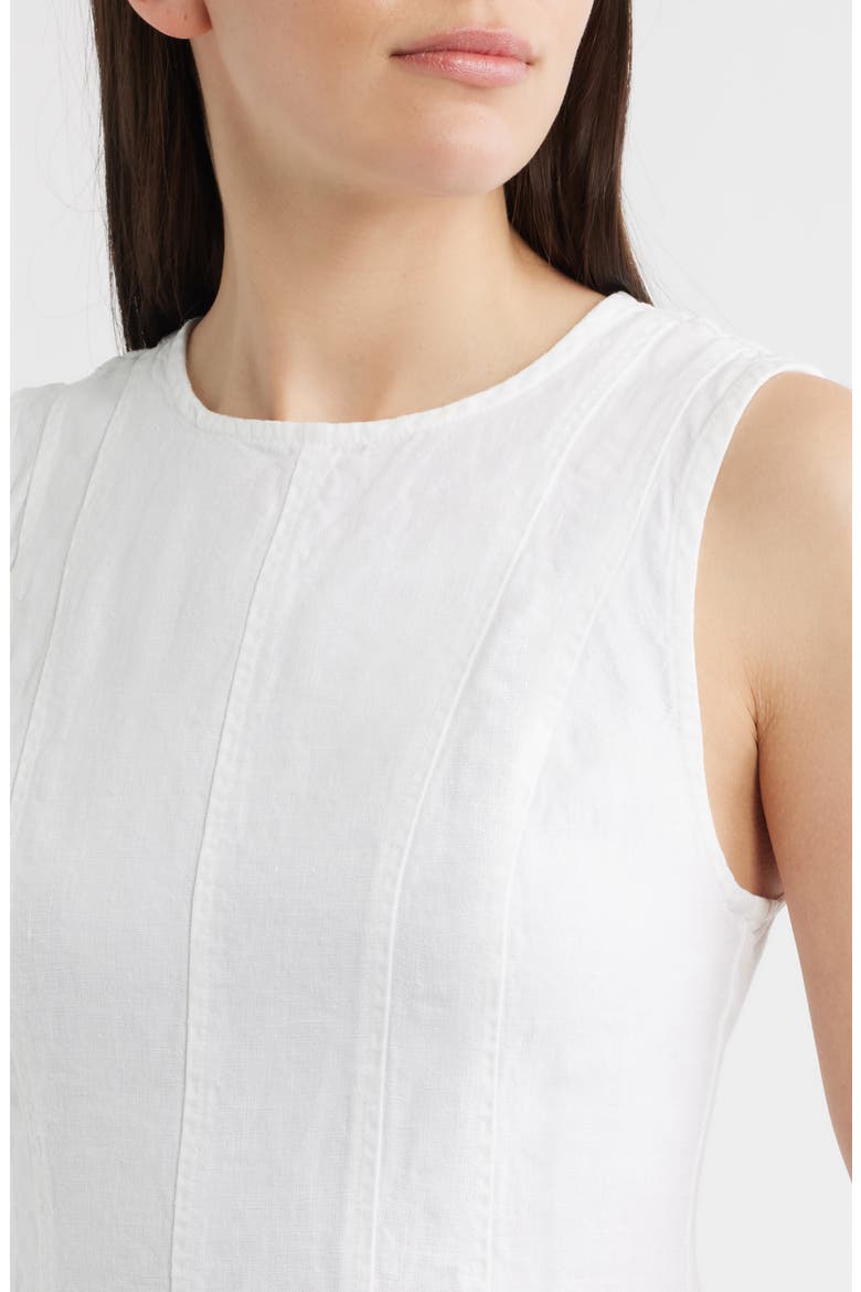 Seamed Sleeveless Linen Minidress, Alternate, color, WHITE