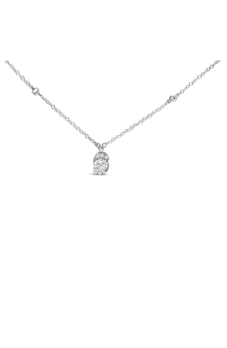 Haus of Brilliance Sterling Silver 5/8 Cttw Lab Grown Diamond Oval Halo Pendant Necklace, Main, color, Silver