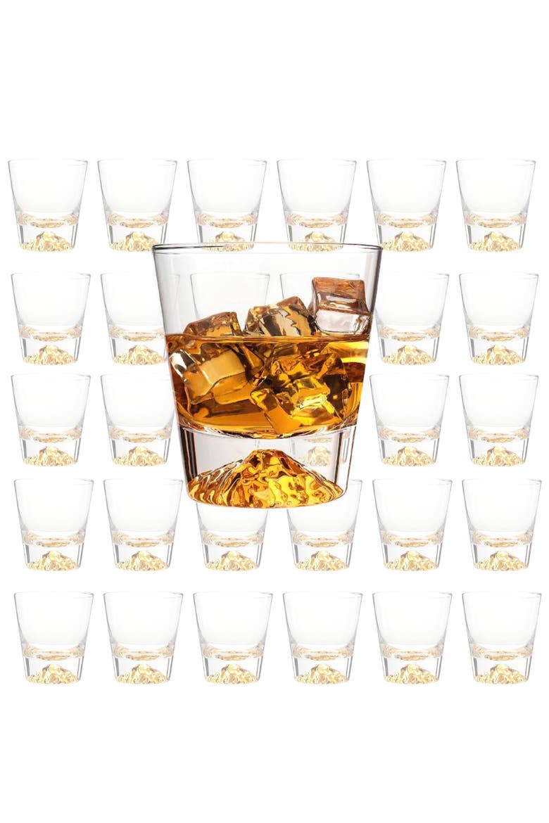 Whiskey Glasses Crystal Clear Gold Heavy Base Bourbon - 10oz - Set of 4, Alternate, color, Clear