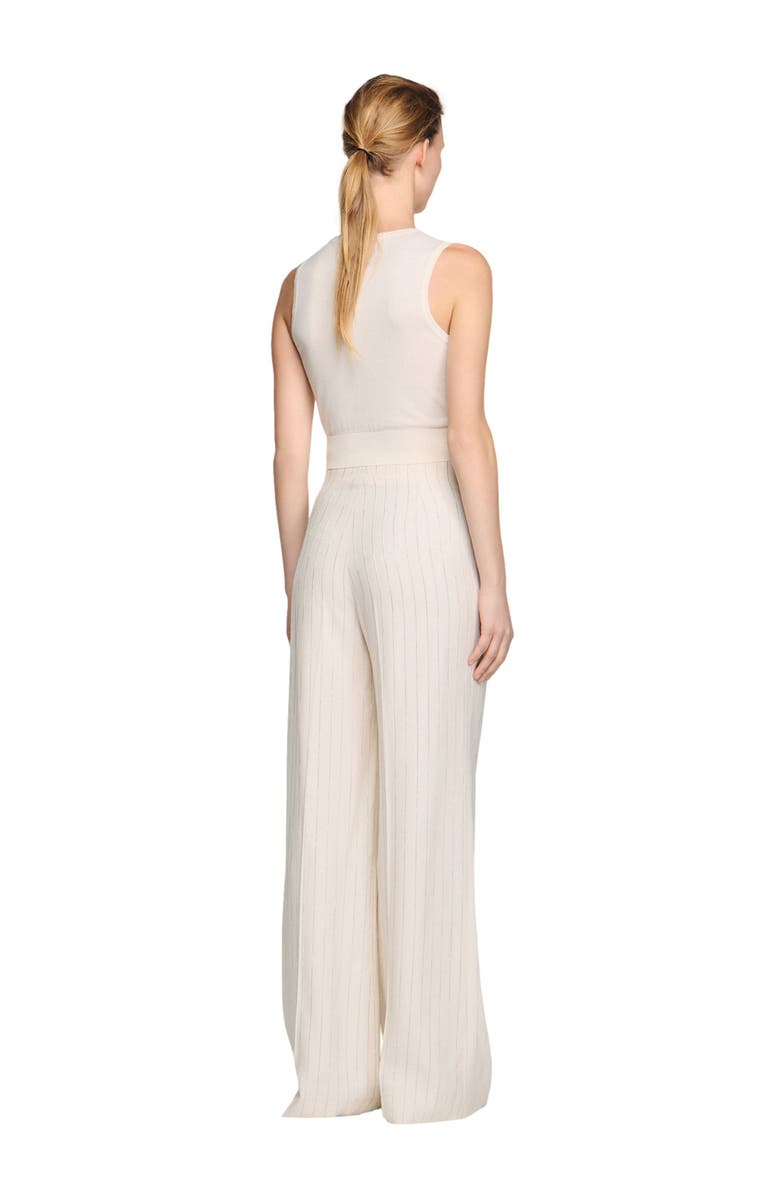 SANDRO Striped trousers, Alternate, color, Ecru / Silver