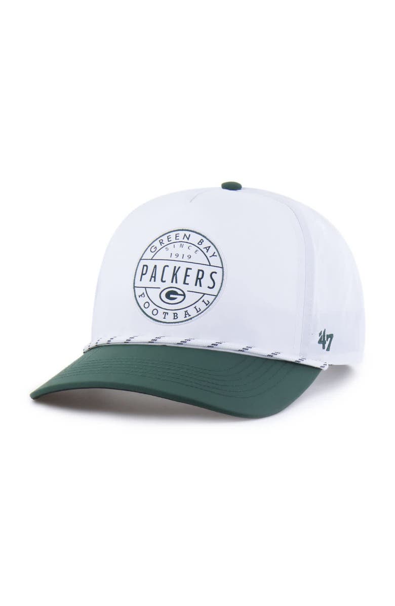 '47 Men's '47 White/Green Green Bay Packers Suburbia Hitch Two-Tone Adjustable Hat, Main, color, 