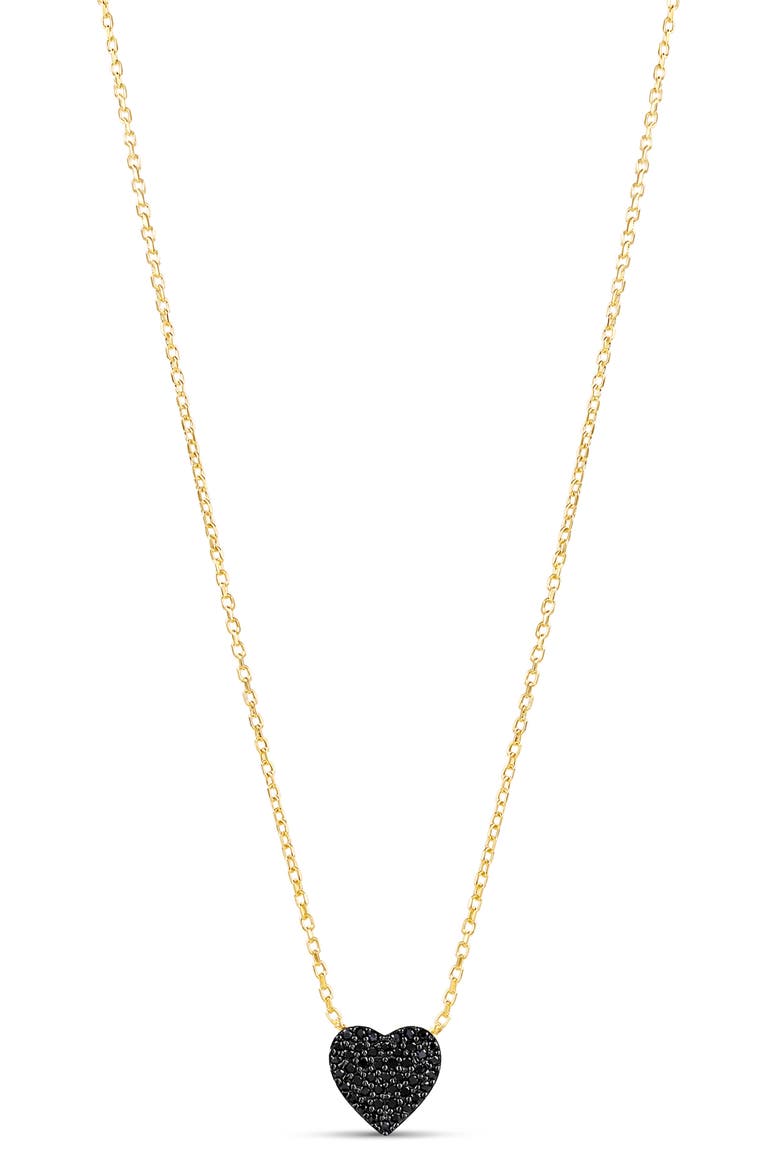 Mini Pavé Heart Pendant Necklace, Main, color, GOLD/ BLACK