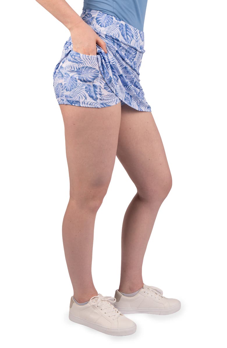 TailorByrd Leaves Print Performance Skort, Alternate, color, Light Blue