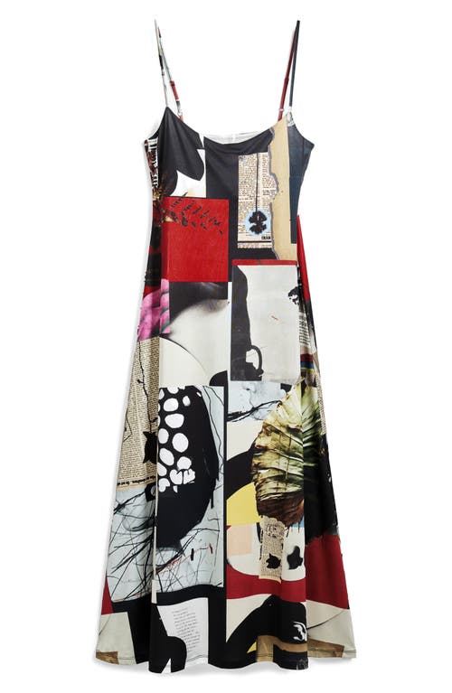 Desigual Mix Print Midi Dress In White Multi