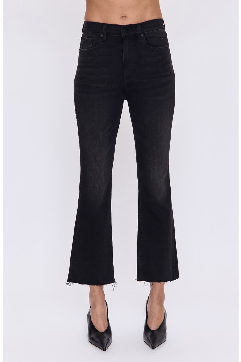 Lennon Raw Hem High Waist Crop Bootcut Jeans, Main, color, RAVEN