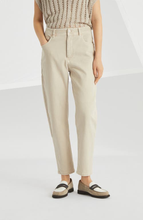Brunello Cucinelli Garment-dyed Baggy Tapered Jeans In Natural