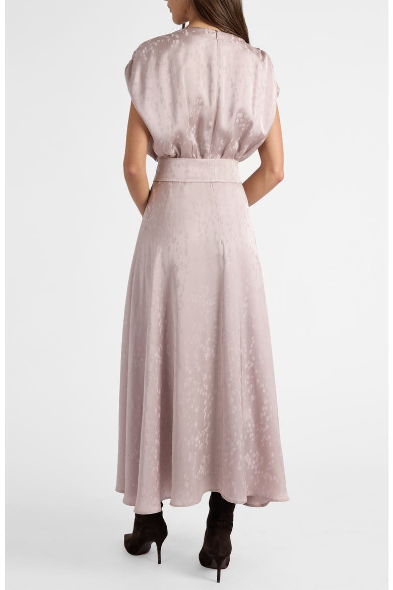 Talia Cap Sleeve Midi Fit and Flare Dress in Tonal Jacquard, Alternate, color, LILAC SHADOW
