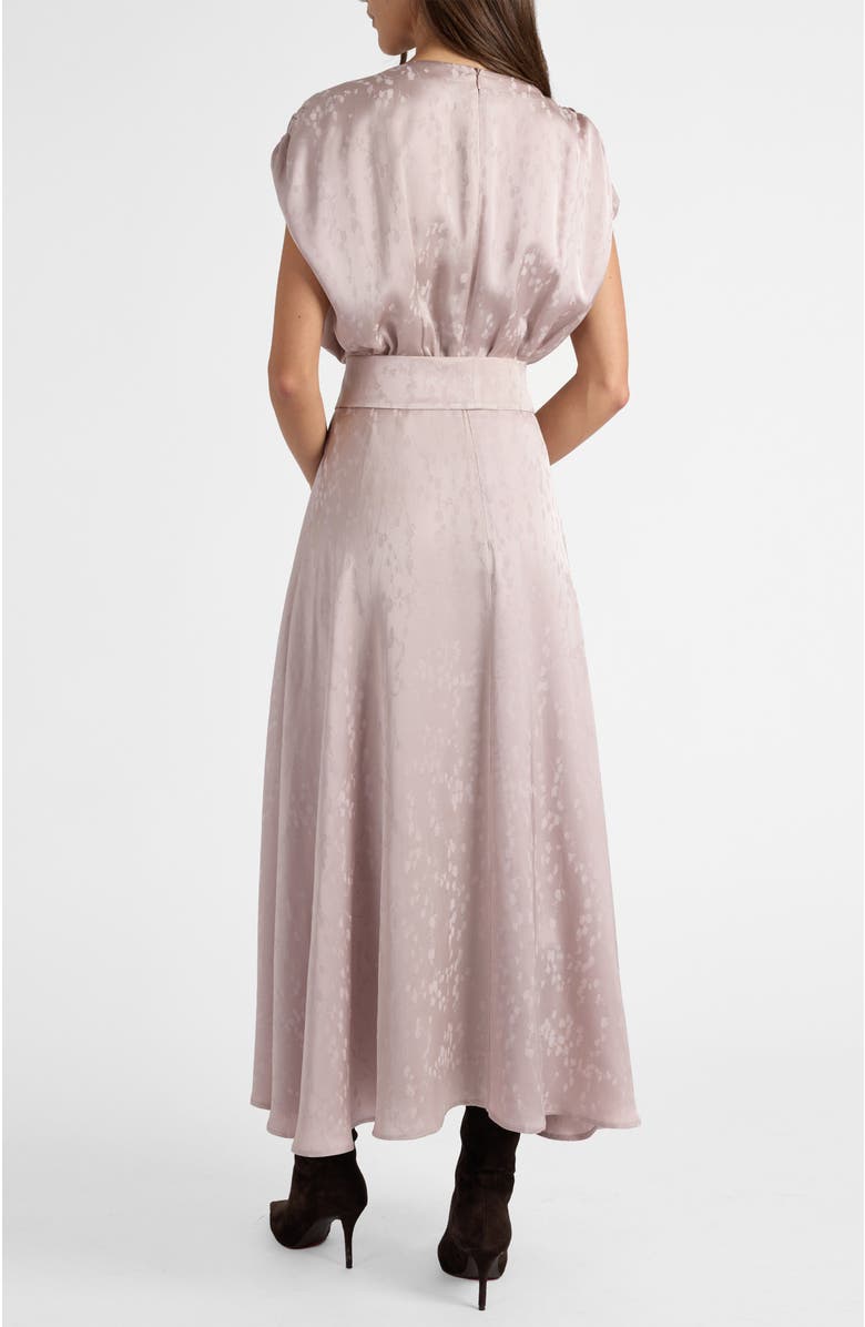 Santorelli Talia Cap Sleeve Midi Fit and Flare Dress in Tonal Jacquard, Alternate, color, Lilac Shadow