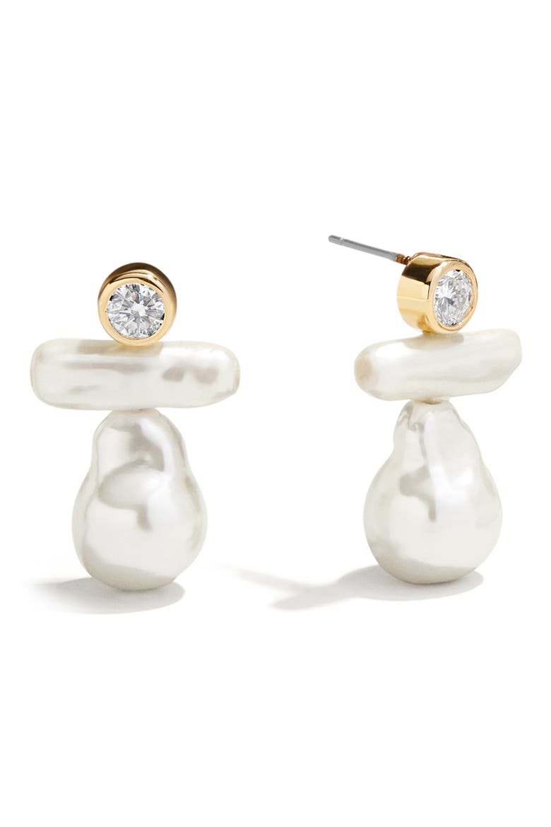 Josephine Faux Pearl Drop Earrings, Main, color, PEARL