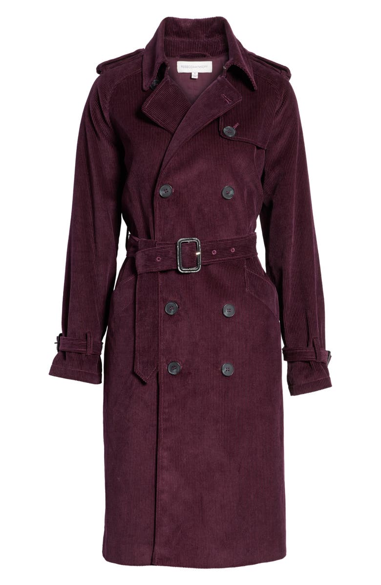 Rebecca Minkoff Ferry Double Breasted Corduroy Trench Coat, Alternate, color, 