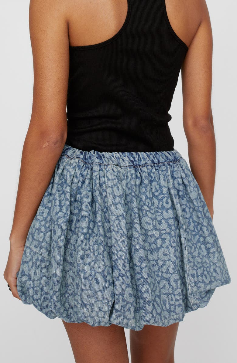 NASTY GAL Leopard Print Bubble Hem Miniskirt, Alternate, color, Washed Blue
