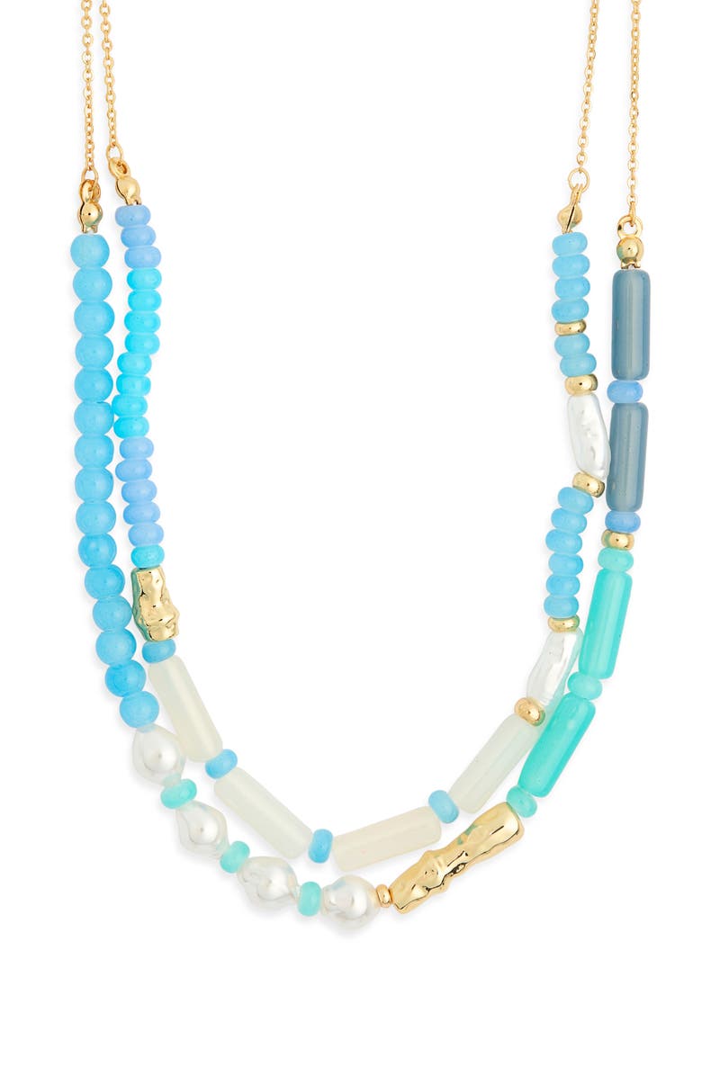 Leith Two-Row Beaded Necklace, Alternate, color, Blue Multi- Gold