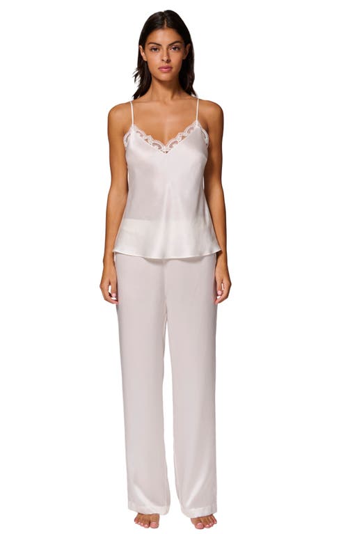 Simone Perele Love Me Lace Trim Silk Blend Camisole In Ivory