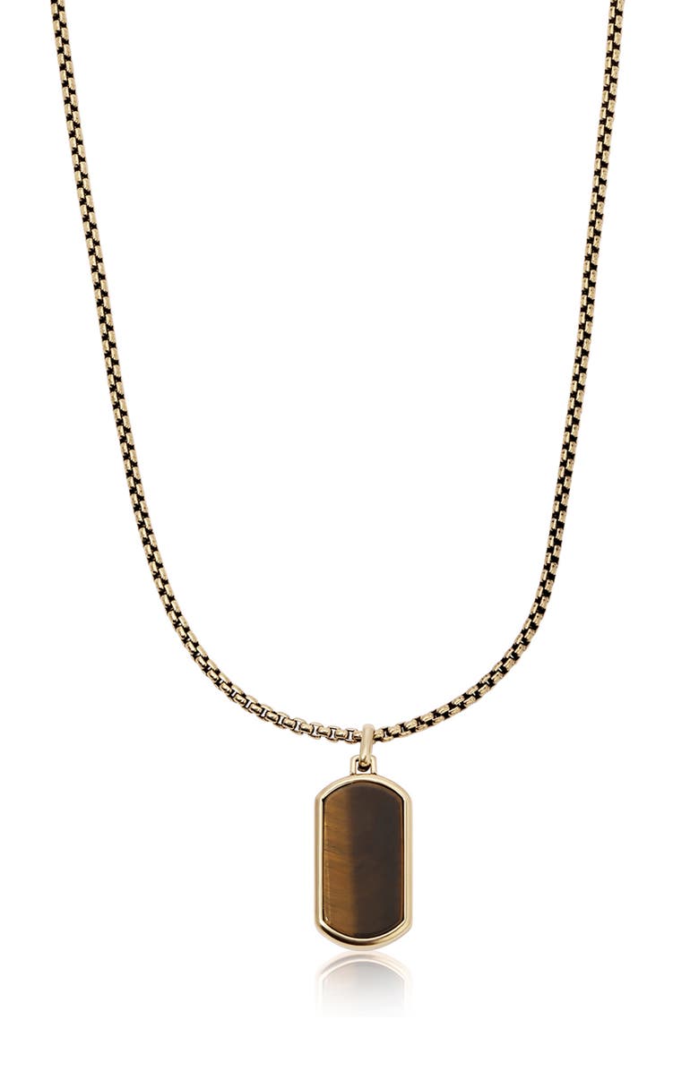 Mr. Ettika Men's Dog Tag Necklace, Main, color, Tigers Eye