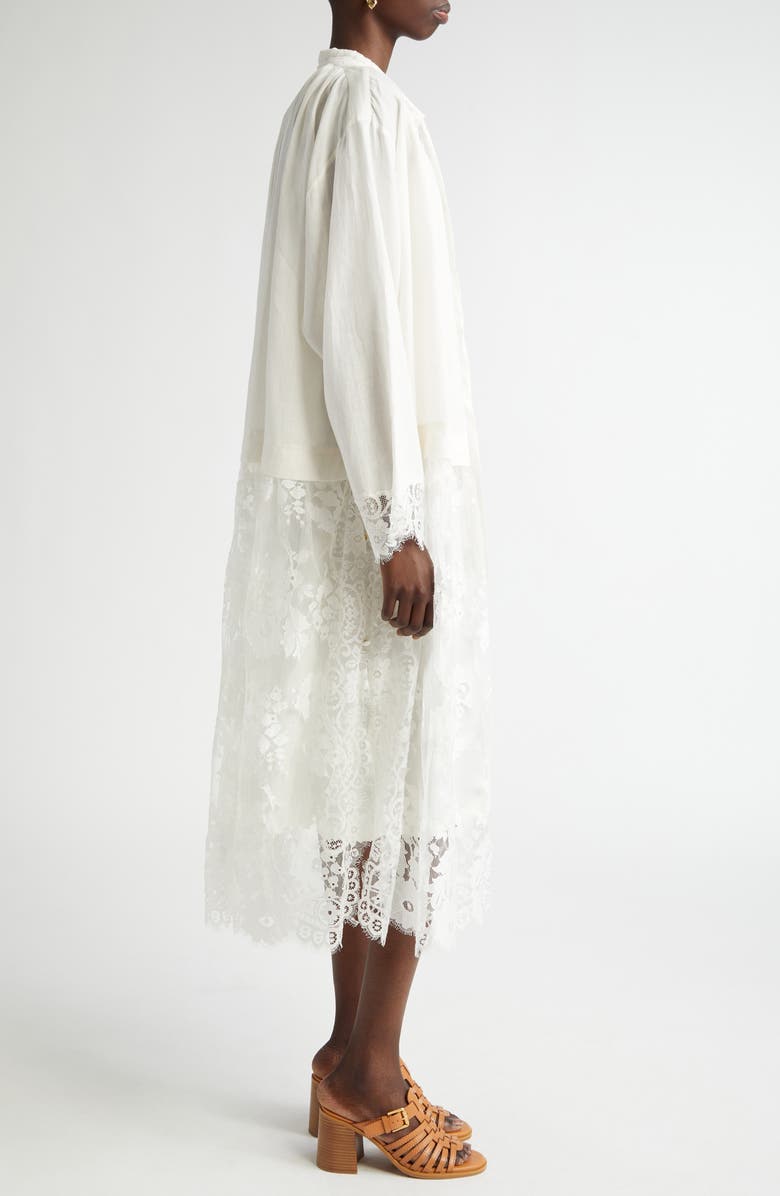 Long Sleeve Mixed Media Midi Dress