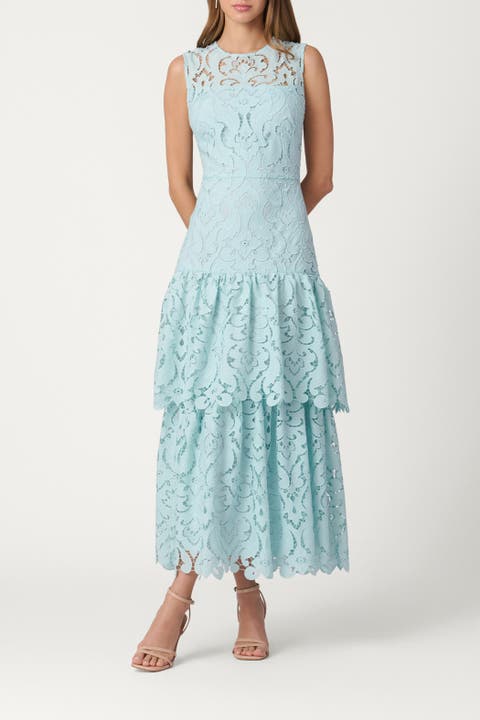 Midnight Mosaic Crepe de Chine Lace Mia Dress