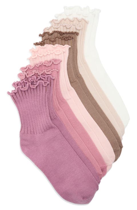 6-Pack Ruffle Edge Crew Socks