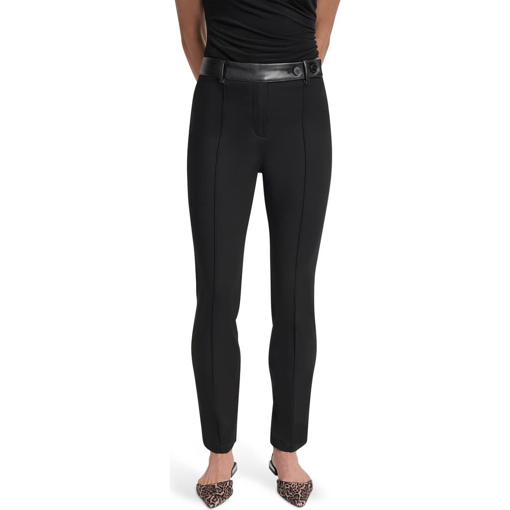 Dkny Faux Leather Trim Skinny Pants In Black