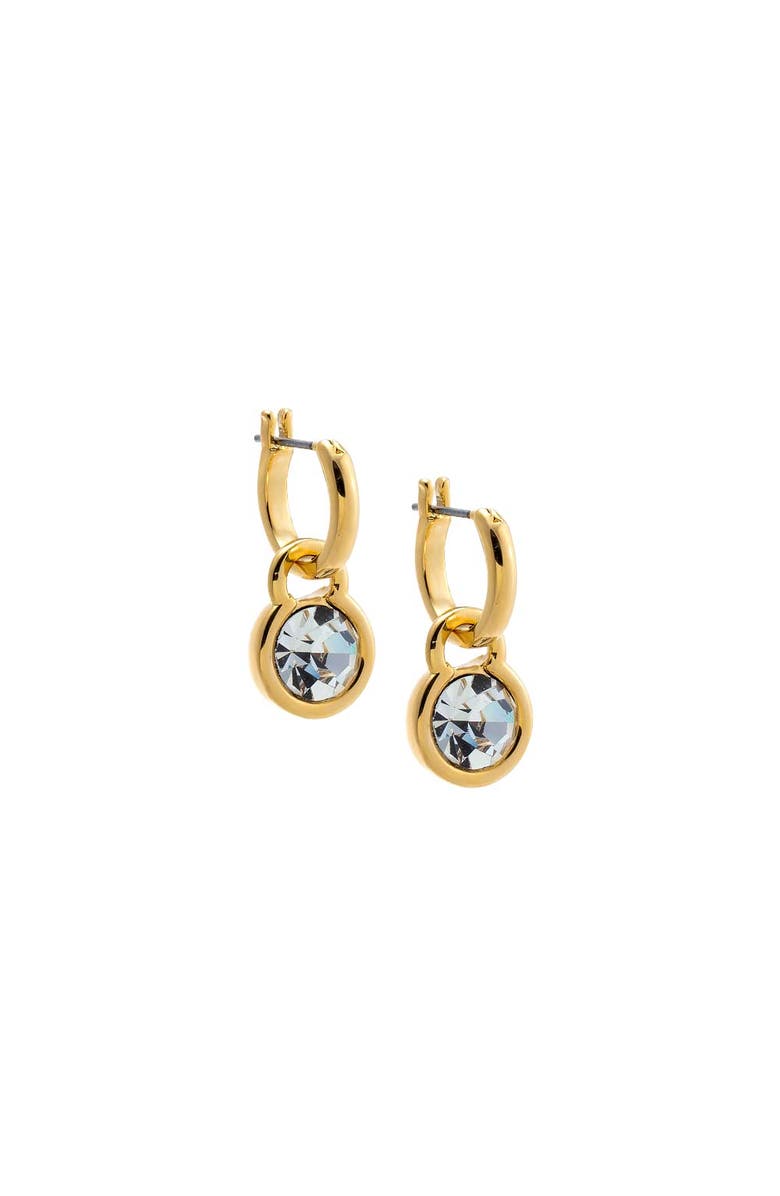 BY ADINA EDEN CZ Round Bezel Drop Huggie Earring, Main, color, Gold