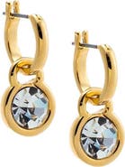 BY ADINA EDEN CZ Round Bezel Drop Huggie Earring