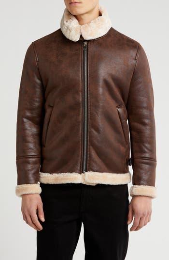 Faux Shearling Lined Bomber Jacket