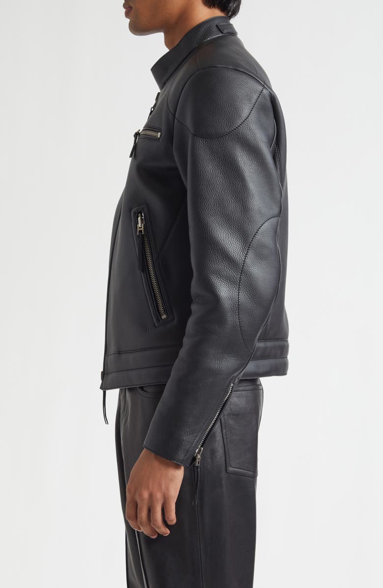 TOM FORD Grained Leather Biker Jacket, Alternate, color, Black