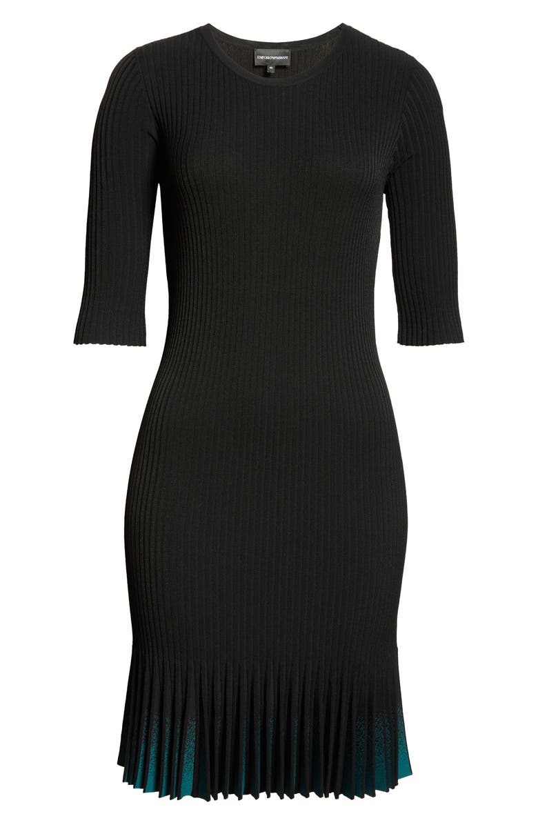 Emporio Armani Pleated Rib Dress, Alternate, color, 