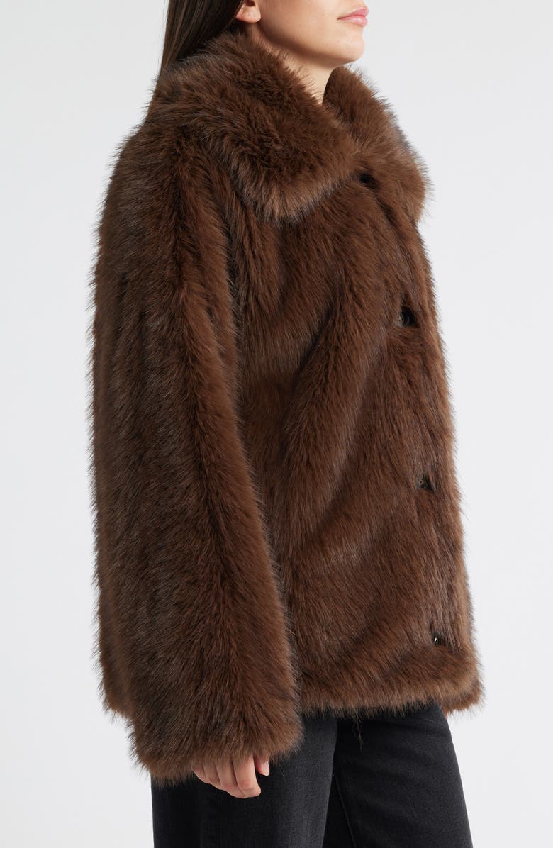 Bernardo Ellery Faux Fur Coat, Alternate, color, Dark Brown