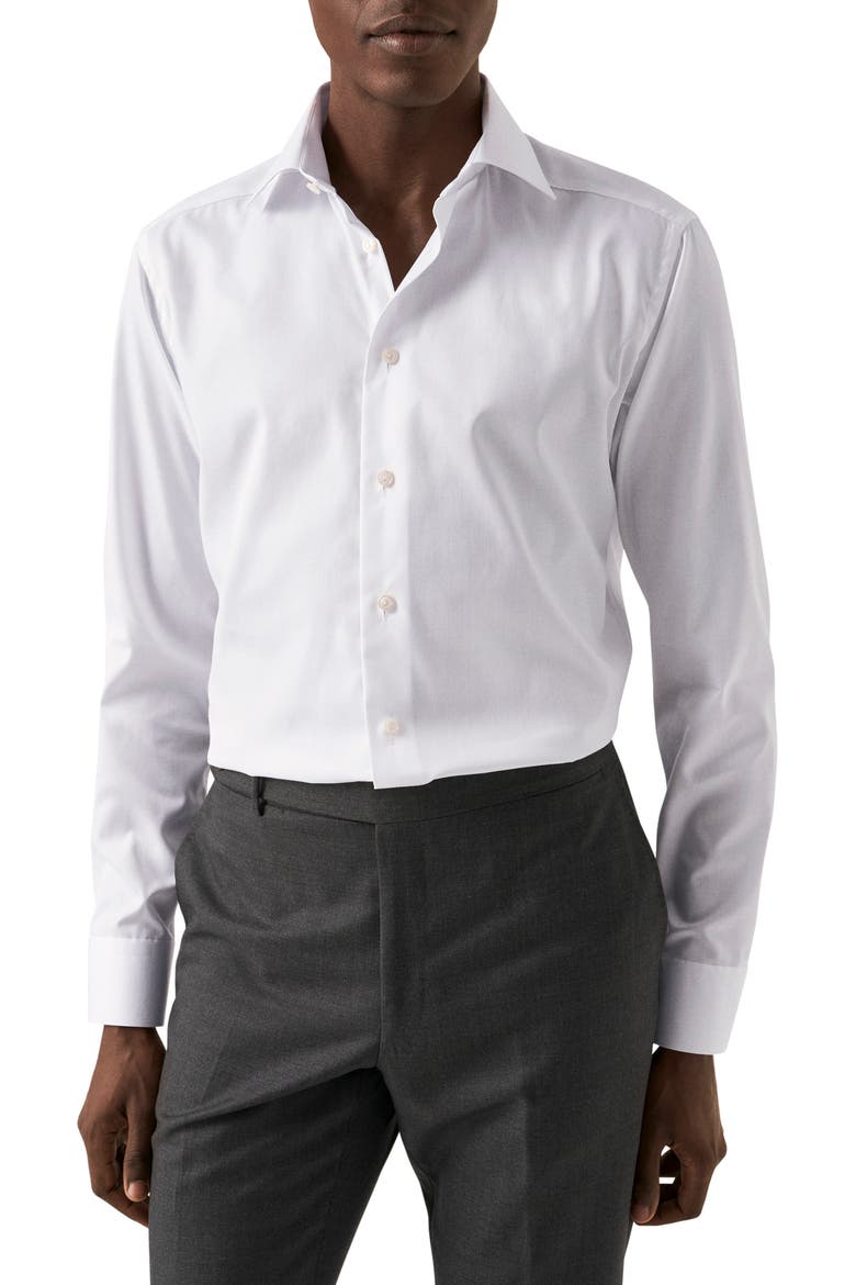 Contemporary Fit Twill Dress Shirt, Main, color, WHITE