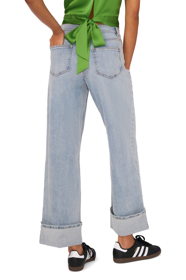 High Waist Cuffed Wide Leg Jeans, Alternate, color, LIGHT BLUE WASH