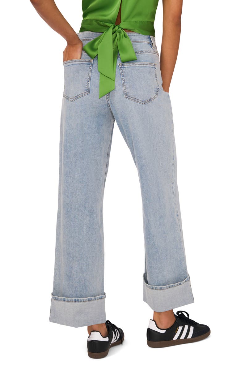 1.STATE High Waist Cuffed Wide Leg Jeans, Alternate, color, Light Blue Wash