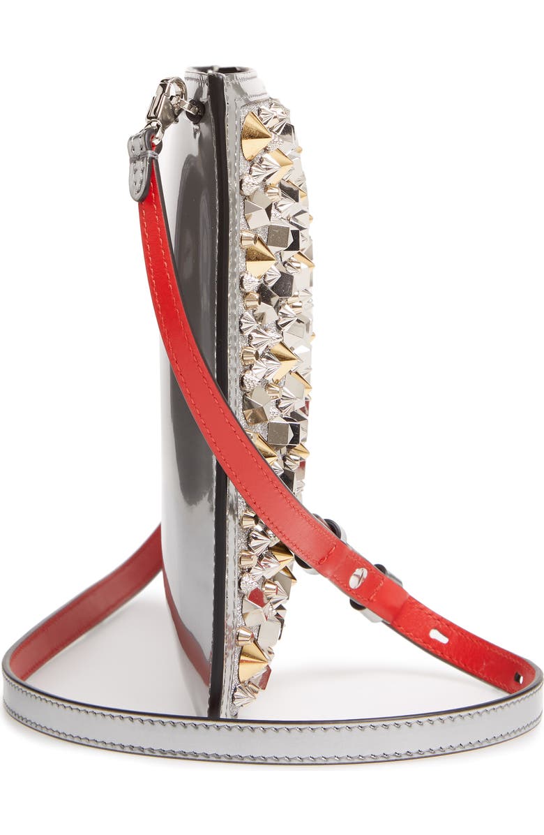 Christian Louboutin Loubiclutch Studded Glitter Crossbody Clutch, Alternate, color,