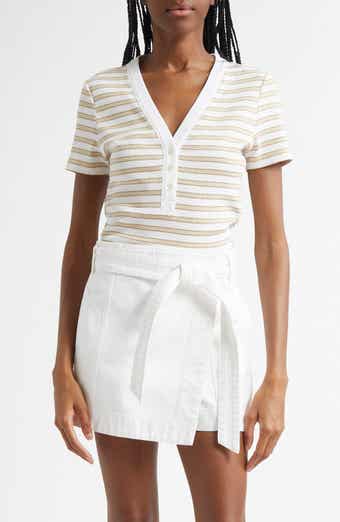 Veronica Beard Dekalb Stripe Stretch Cotton Henley Top