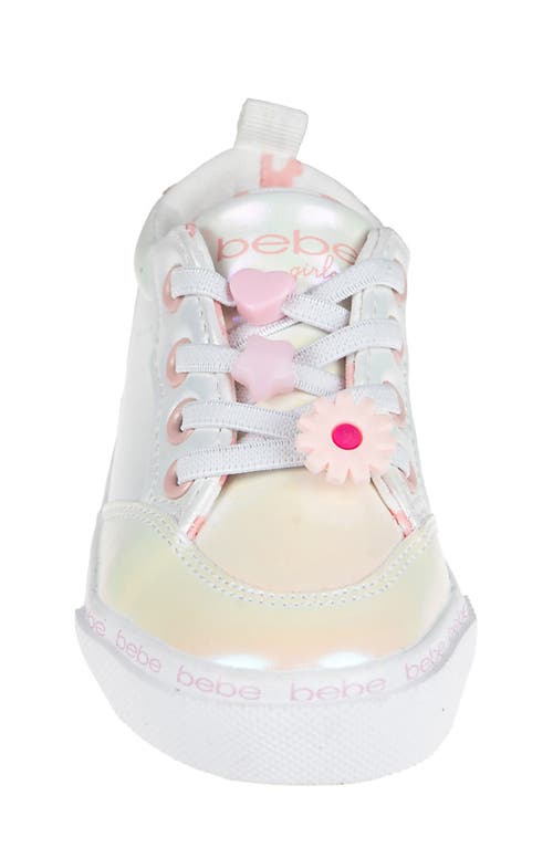 Bebe Kids' Heart Shimmer Sneaker In White