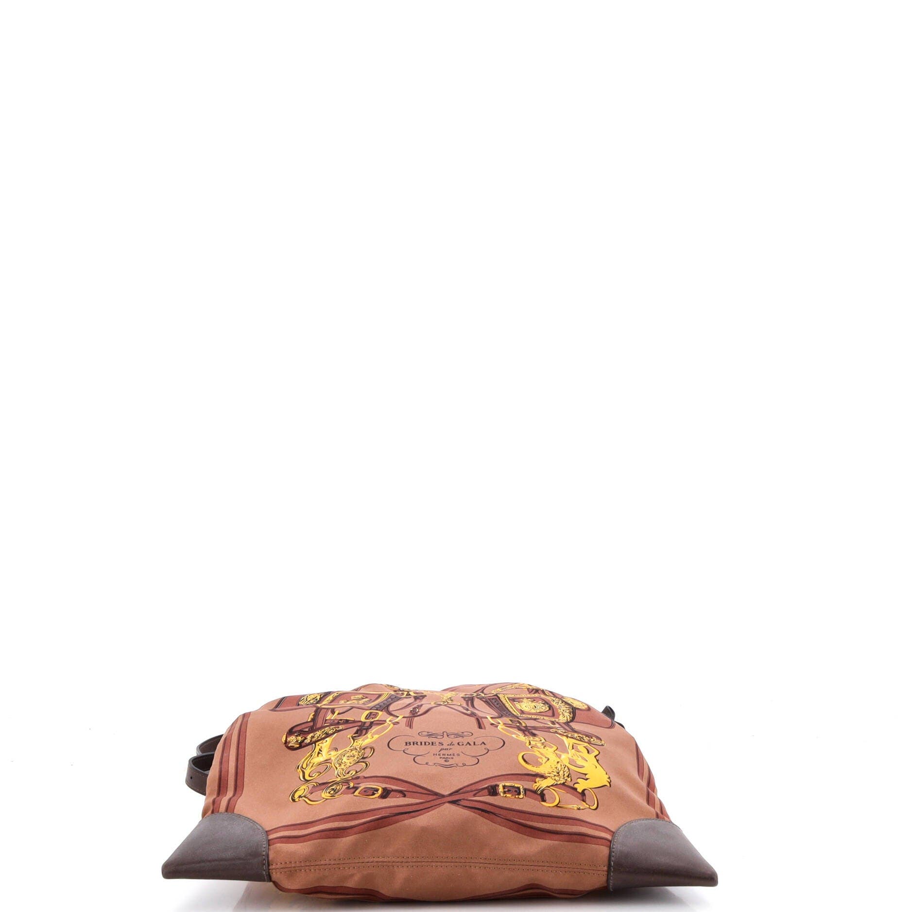 Pre-Owned Hermes Silky City Bag Printed Silk and Leather PM, Alternate, color, Brown