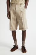 Jacquemus Cuffed Linen Blend Herringbone Bermuda Shorts
