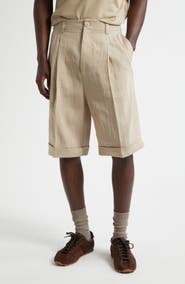 Jacquemus Cuffed Linen Blend Herringbone Bermuda Shorts