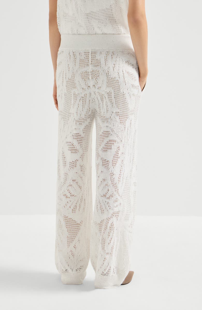 Brunello Cucinelli Dazzling water lilies trousers, Alternate, color, White