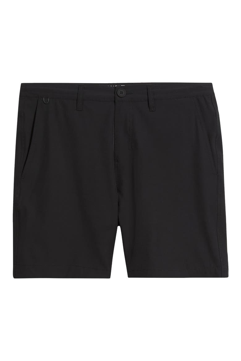 Hytide Flat Front Hybrid Performance Shorts, Alternate, color, BLACK